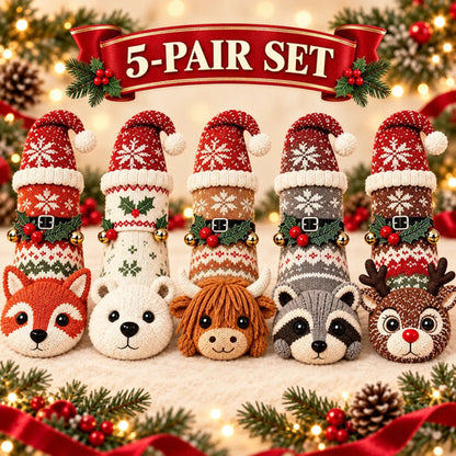 3D Knit Christmas Animal Slipper Socks | Cute Festive Soft Warm Indoor Socks