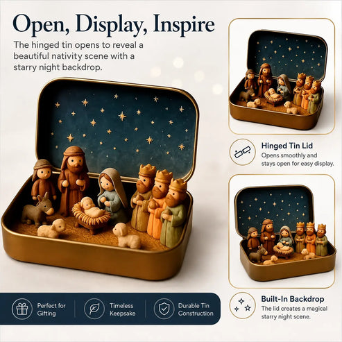 Mini Nativity Scene in a Keepsake Tin