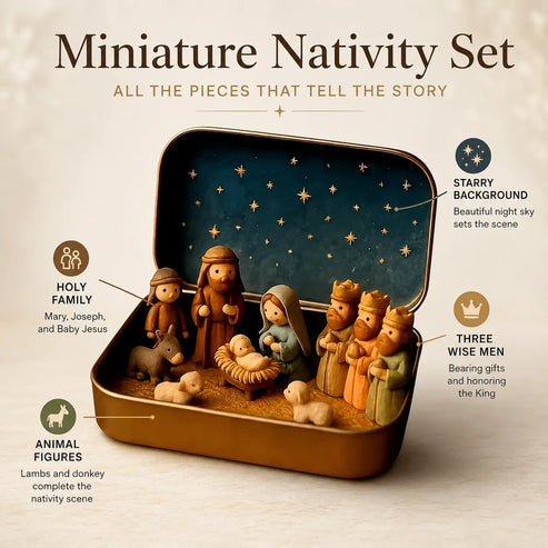 Mini Nativity Scene in a Keepsake Tin