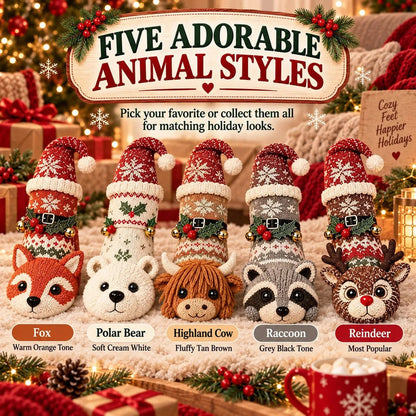 3D Knit Christmas Animal Slipper Socks | Cute Festive Soft Warm Indoor Socks