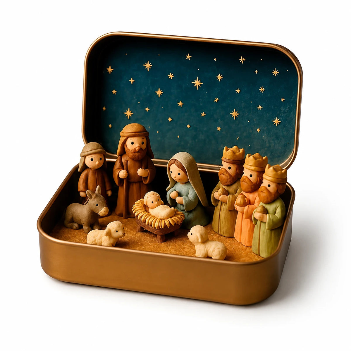 Mini Nativity Scene in a Keepsake Tin