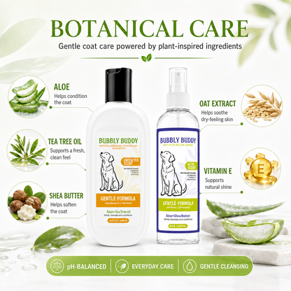 Bubbly Buddy botanical coat care ingredients