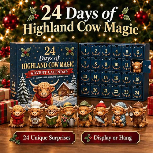 24-Day Highland Cow Advent Calendar – 24 Mini Figurine Surprises